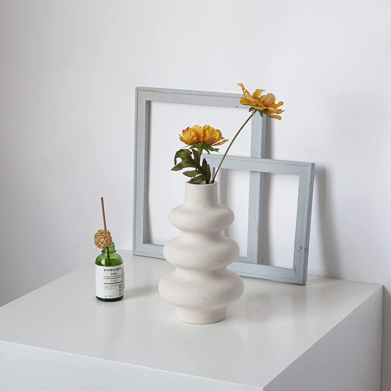 Vicbuy Dekovase Keramik Vase, Pampasgras Vasen matt (Handgefertigte Getrocknete Blumenbehälter, Blumen-Pflanzenbehälter, Kunsthandwerk Ornamente, Wohnkultur, für Haus), Büro, Geschenk für Hochzeit, Weihnachten