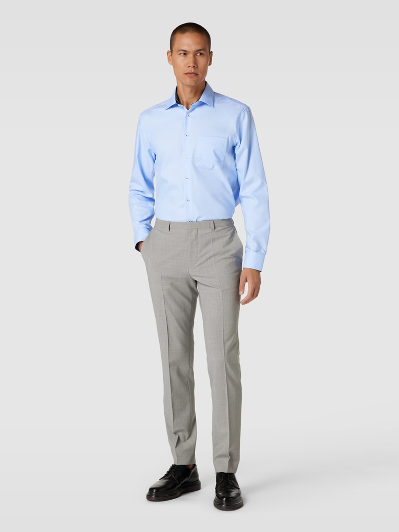 Regular Fit Business-Hemd mit Brusttasche in bleu