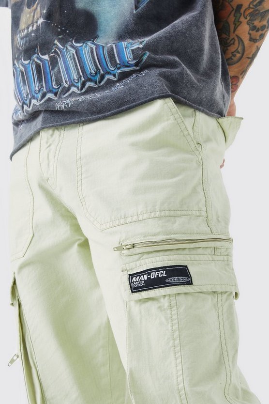 Ripstop Cargo-Hose mit geradem Bein und Reißverschluss