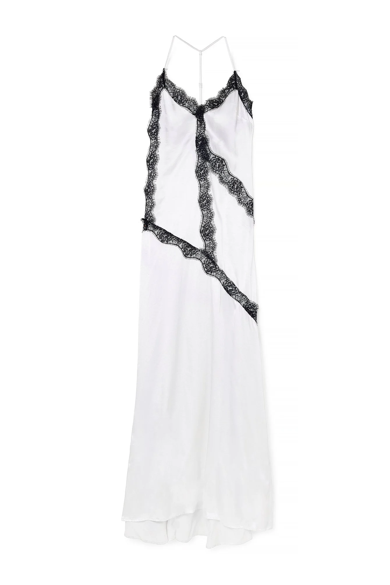 Satin-Maxikleid mit Spitzendetail
