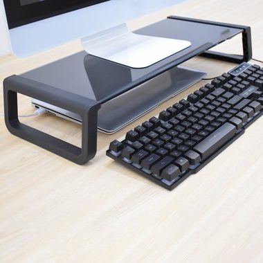 SVITA Schreibtischaufsatz ANSAN, Monitorständer, Monitorerhöhung, Glas, Schwarz