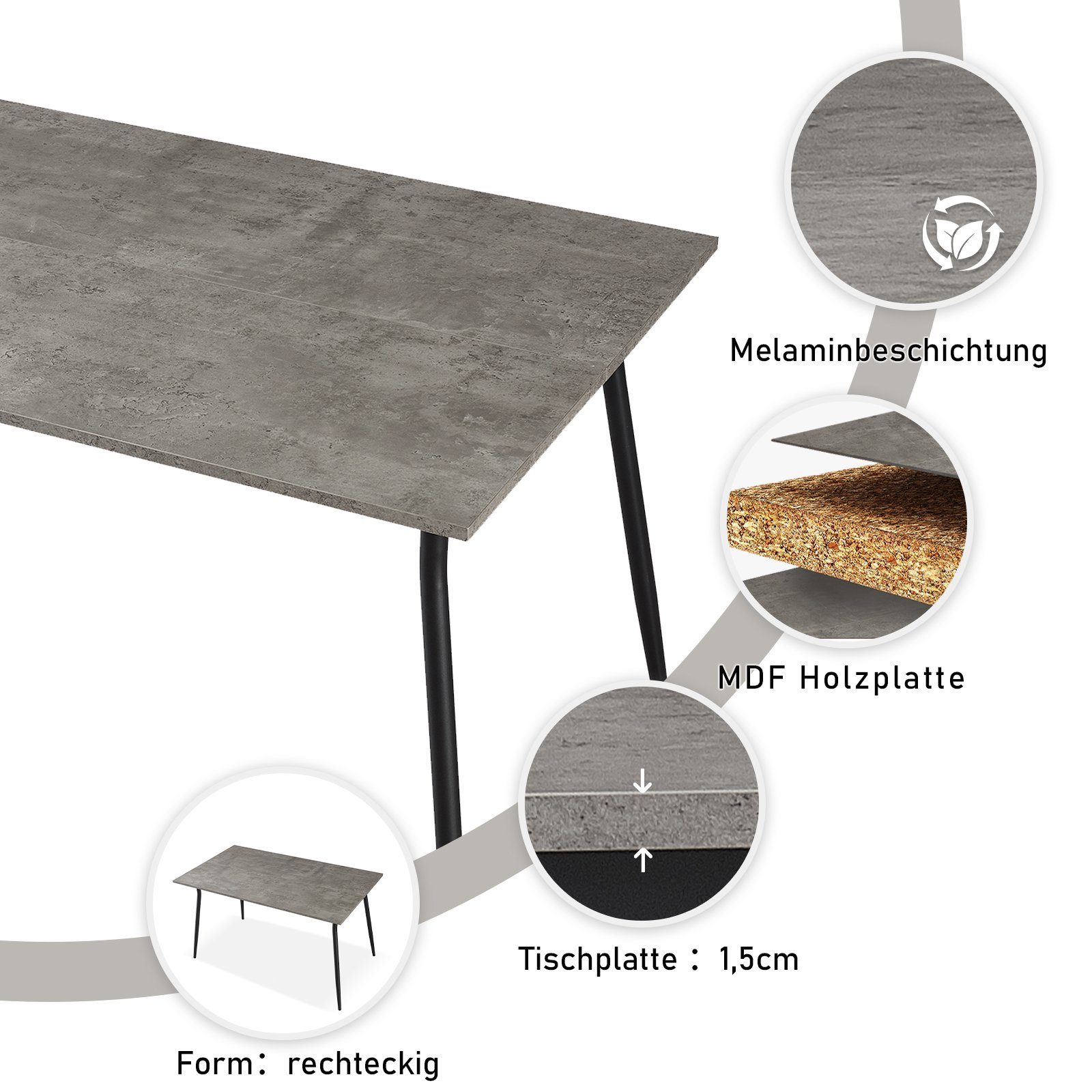 B&D home Esstisch Esstisch LIOR, Metalbeine, 120cm