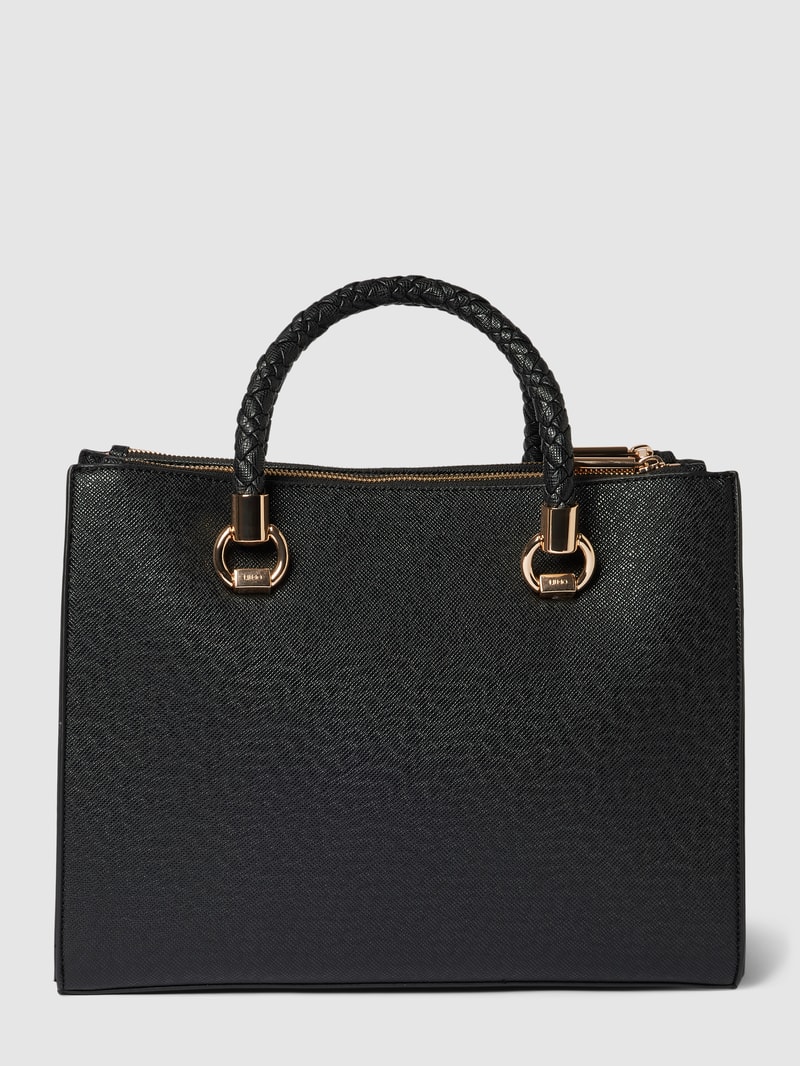 Handtasche mit Label-Detail Modell 'Manhattan' in schwarz