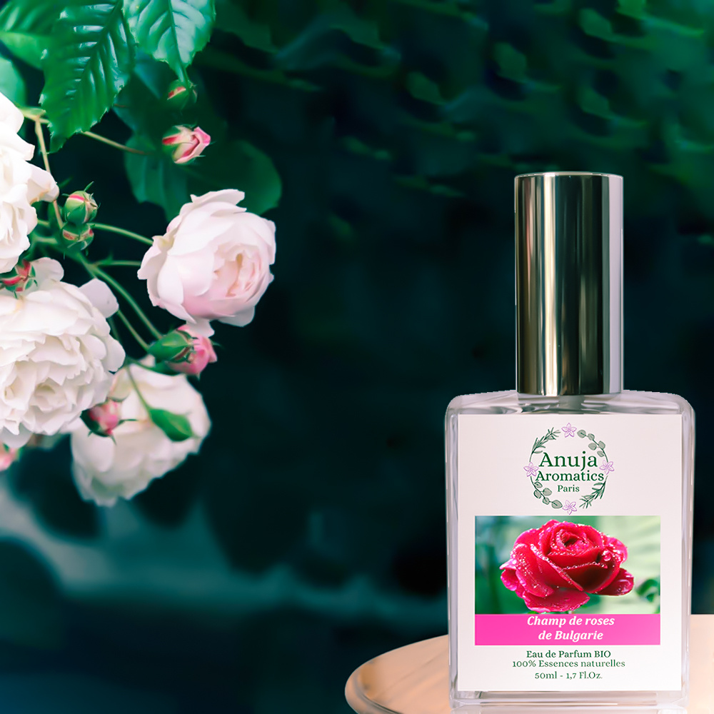 anuja aromatics Champ de Roses de Bulgarie Eau de Parfum Bio aux Essences 100 % Naturelles