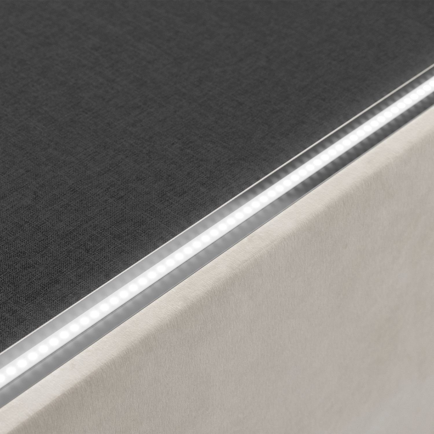 Juskys Polsterbett Nizza, Bettkasten, LED Licht, Chesterfield Steppung, Samtbezug