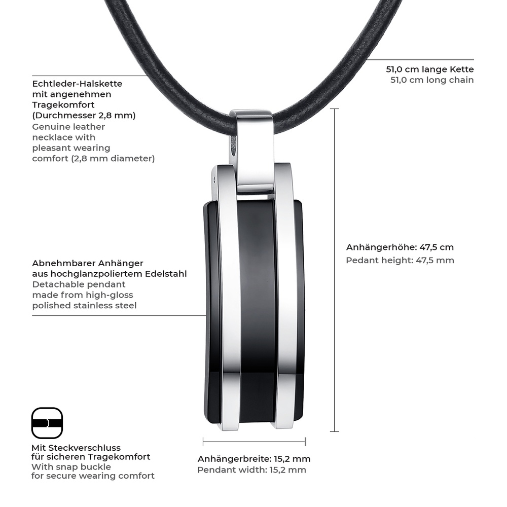 True Rebels Collier en cuir Cuir véritable en Noir collier