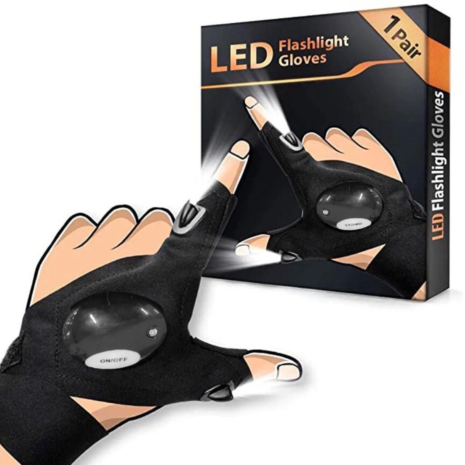 MAVURA Angelhandschuhe MTOOLS LED Taschenlampen Handschuhe Arbeitshandschuhe zum Angeln, Camping, Reparieren Outdoor Radfahren Survival Handschuhe