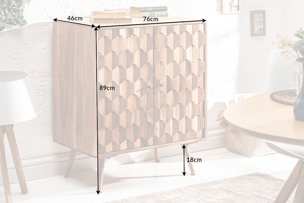 riess-ambiente Barschrank MYSTIC LIVING 76cm natur (1-St) Massivholz · Weinschrank · Wohnzimmer · Hausbar · Retro · Akazie