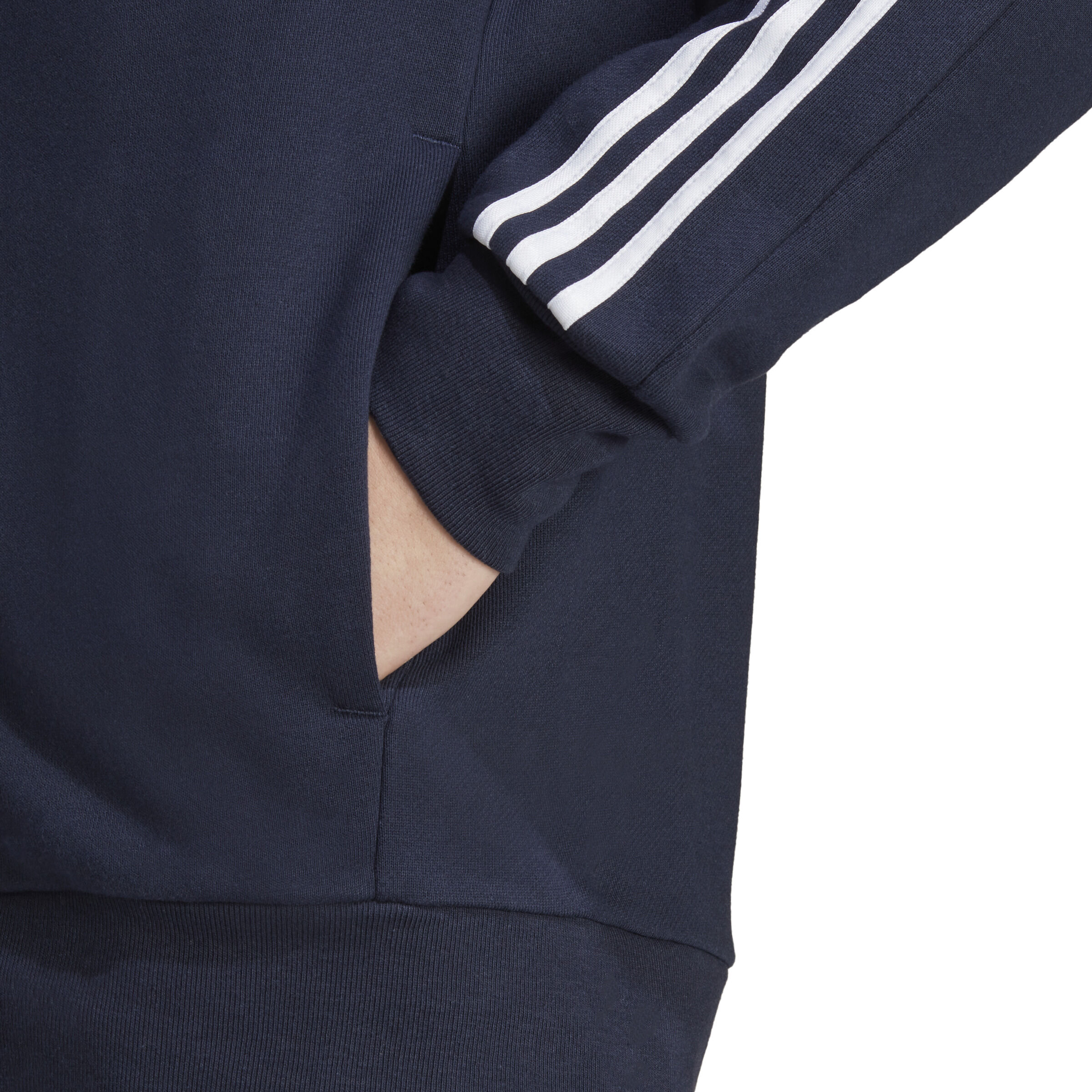 Essentials French Terry 3-Stripes Full-Zip Sweatjacke Herren - Dunkelblau, Weiß