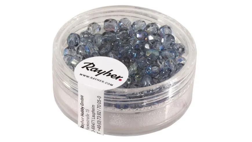 rayher Glas Schliffperle 4mm ø Blaugrau