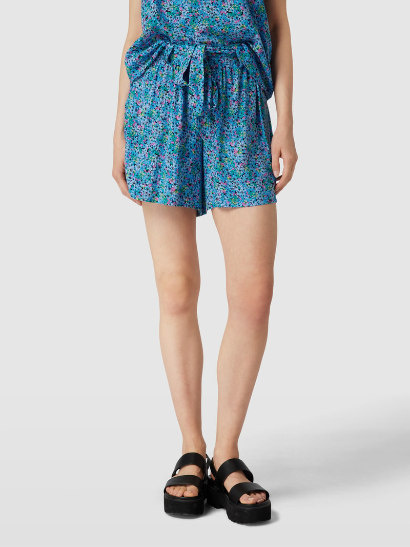 Shorts aus Viskose mit Bindegürtel Modell 'JASMIN' in bleu
