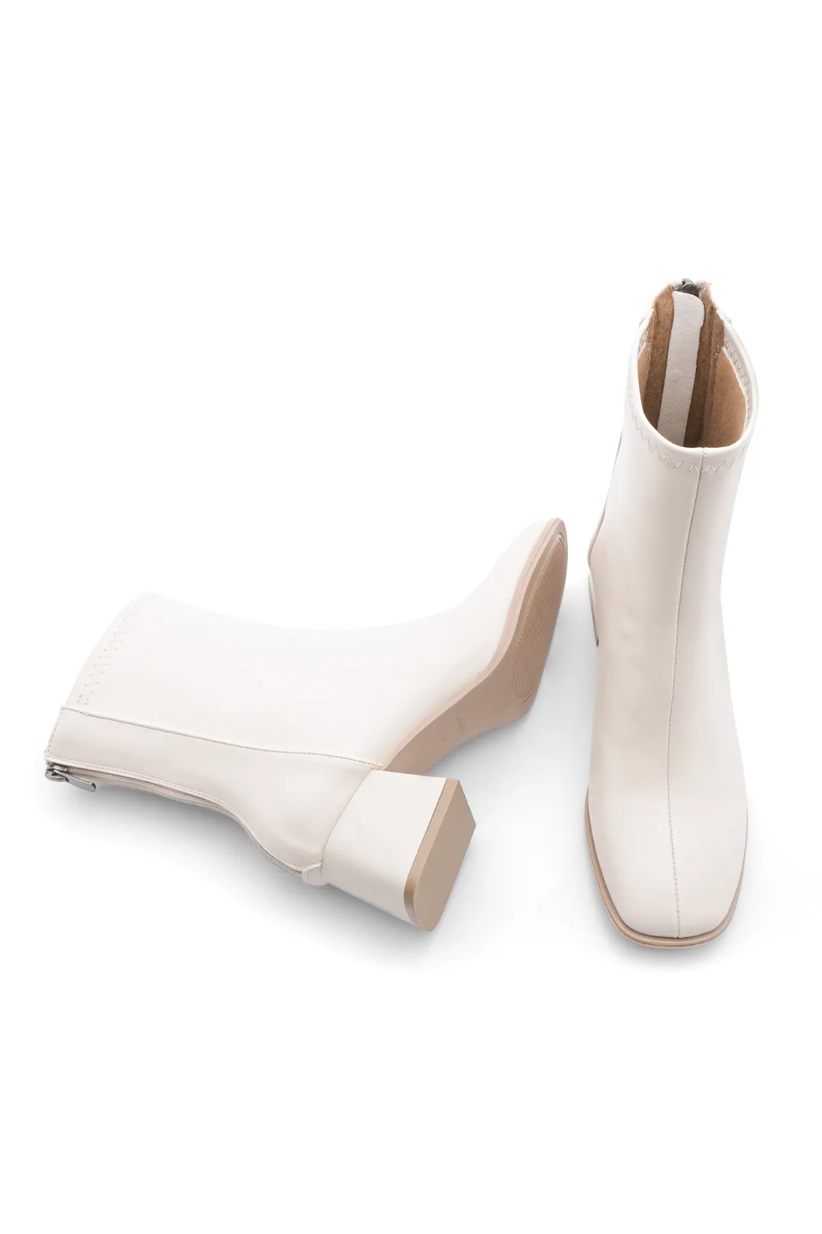 Marjin  Stiefelette - Ecru - Blockabsatz