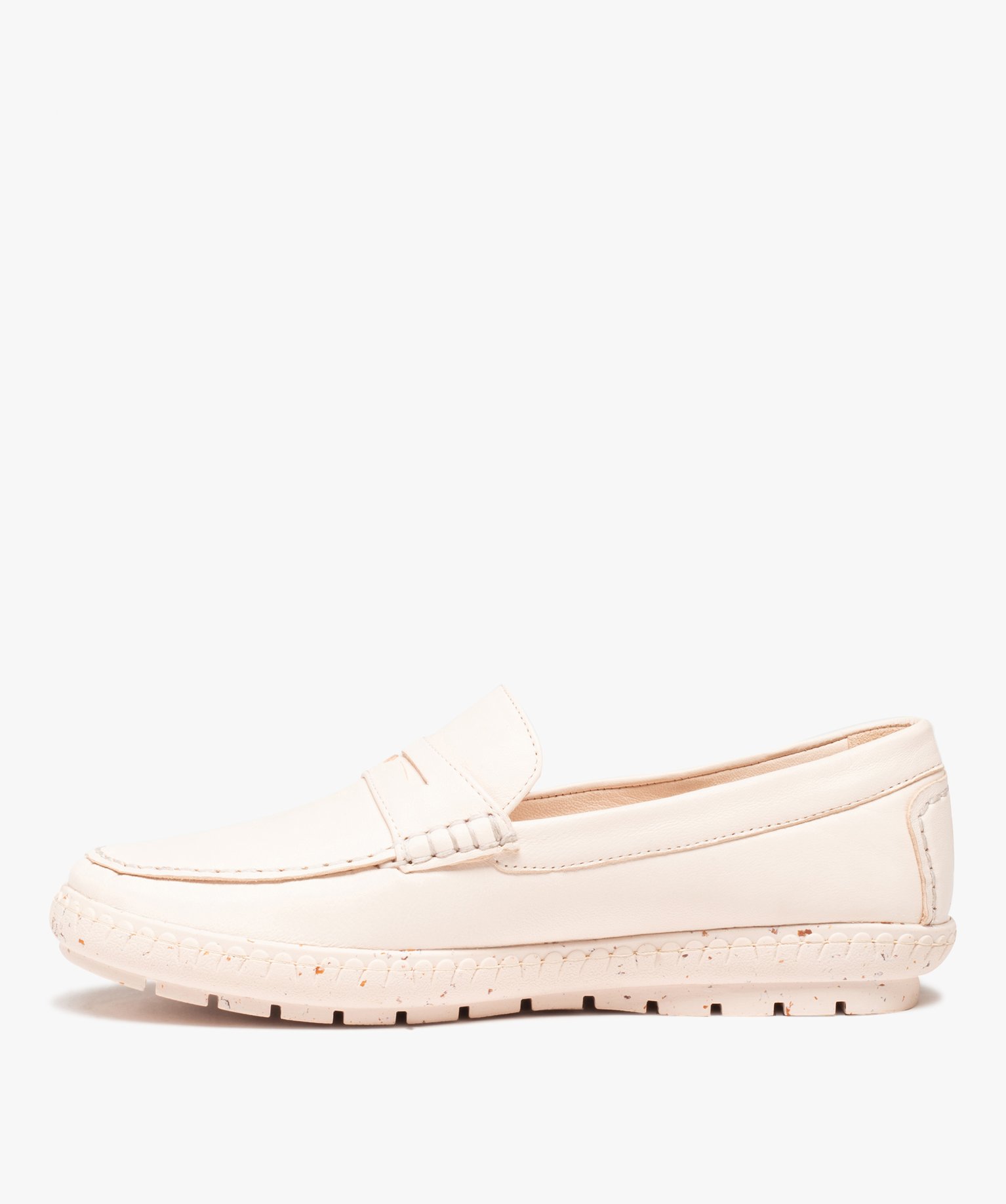 Mocassins femme dessus cuir uni et semelle crantée beige | GEMO