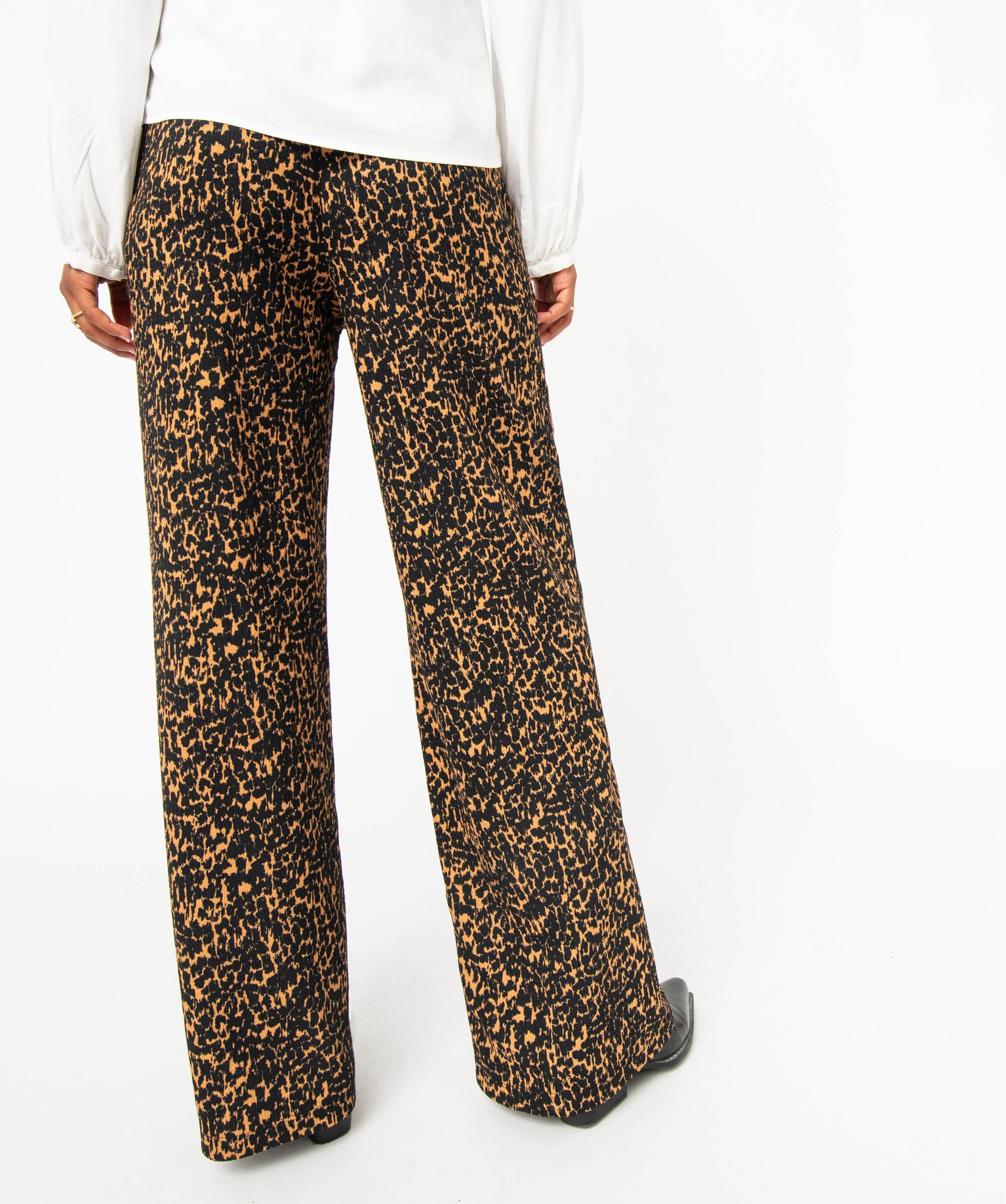 Pantalon large imprimé en maille texturée femme imprime | GEMO