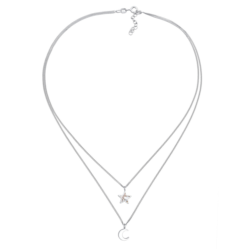 Elli Elli Collier Enfants couches étoile demi-lune pendentif avec cristal en argent st collier