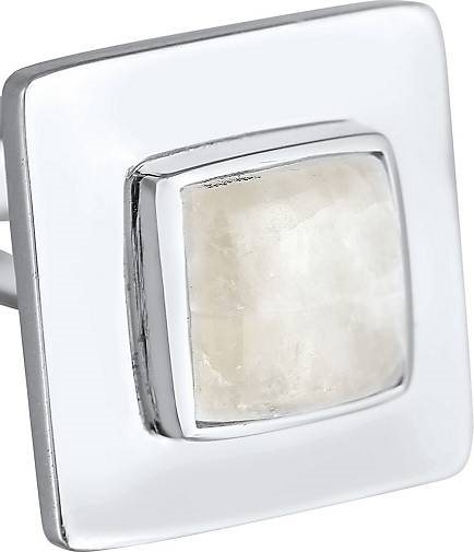 KUZZOI Manschettenknopf Mondstein Quadrat Flach Elegant 925 Silber