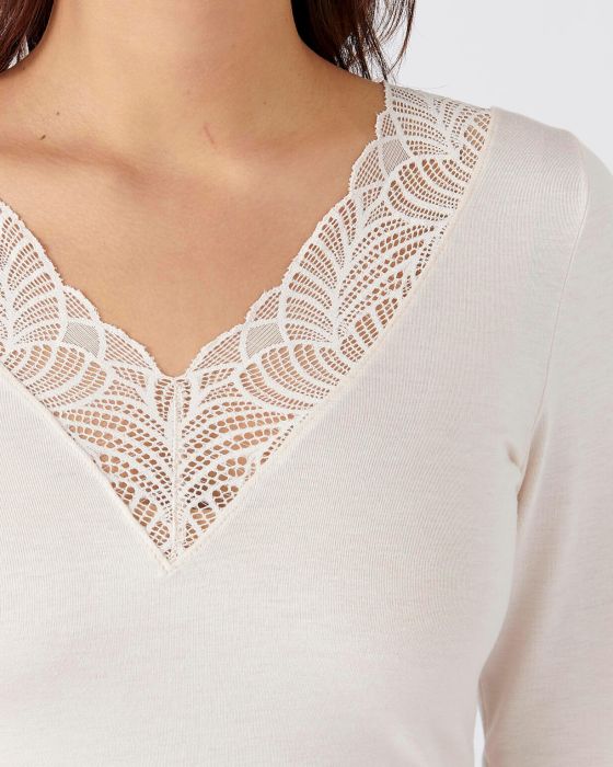 T-shirt manches longues dentelle, invisible Thermolactyl