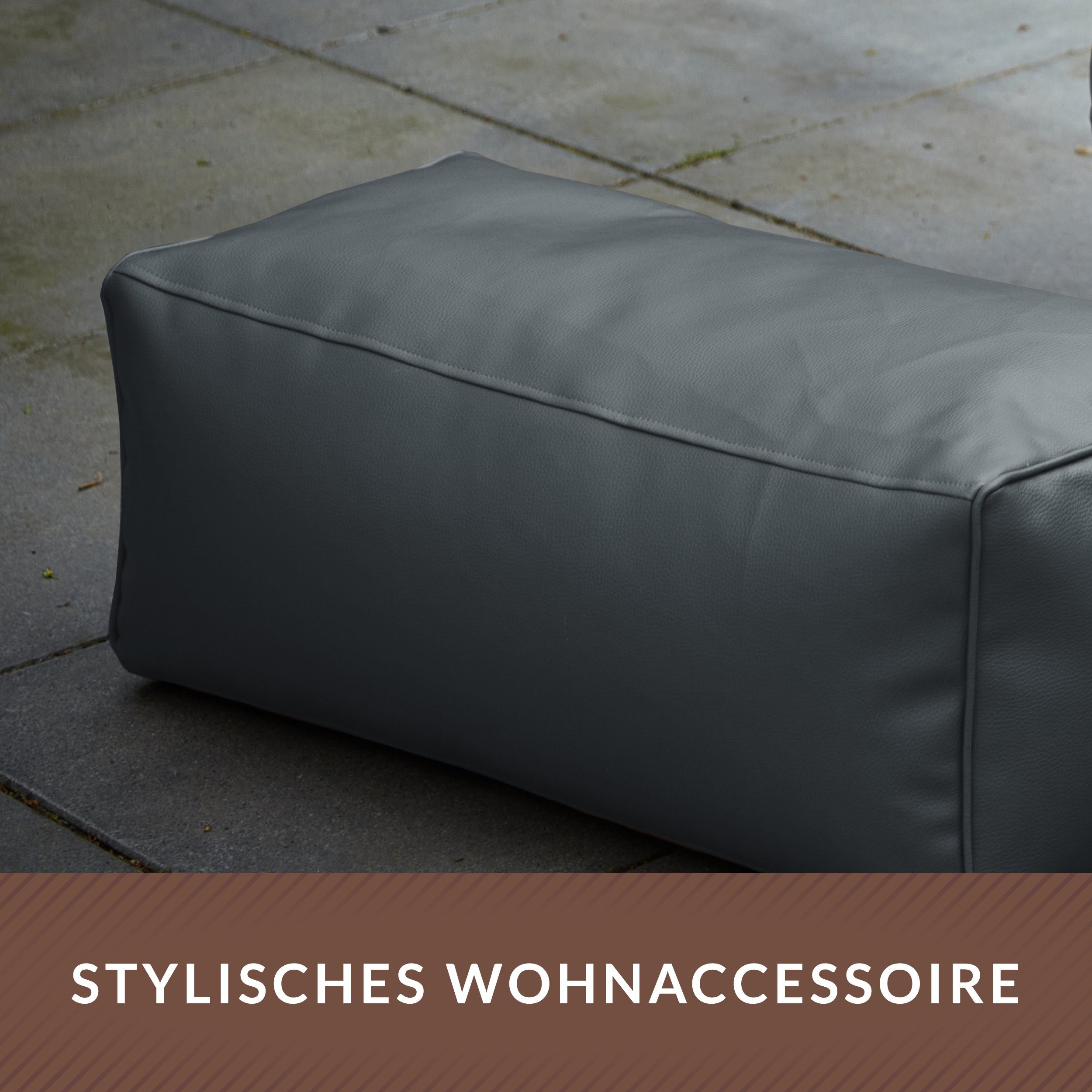 Green Bean Sitzsack Gaming mit Rückenlehne inkl. passenden Pouf (aus Kunstleder, Indoor und Outdoor geeignet), Couch Kissen Riesensitzsack Lounge Chair Hocker Bean Bag Kissen