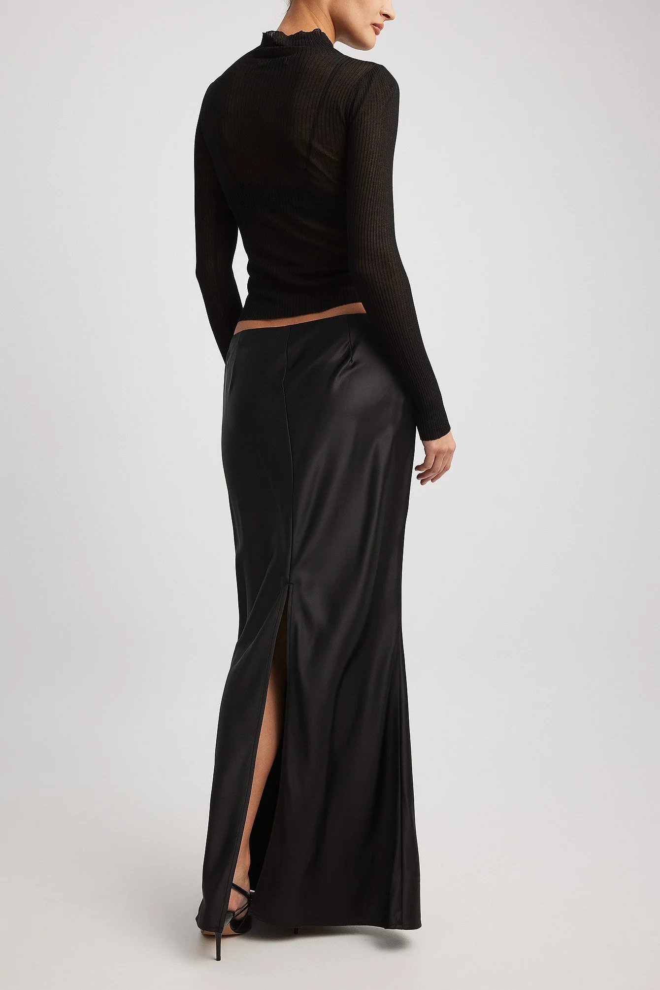Meerjungfrau-Maxirock aus Satin mit niedriger Taille