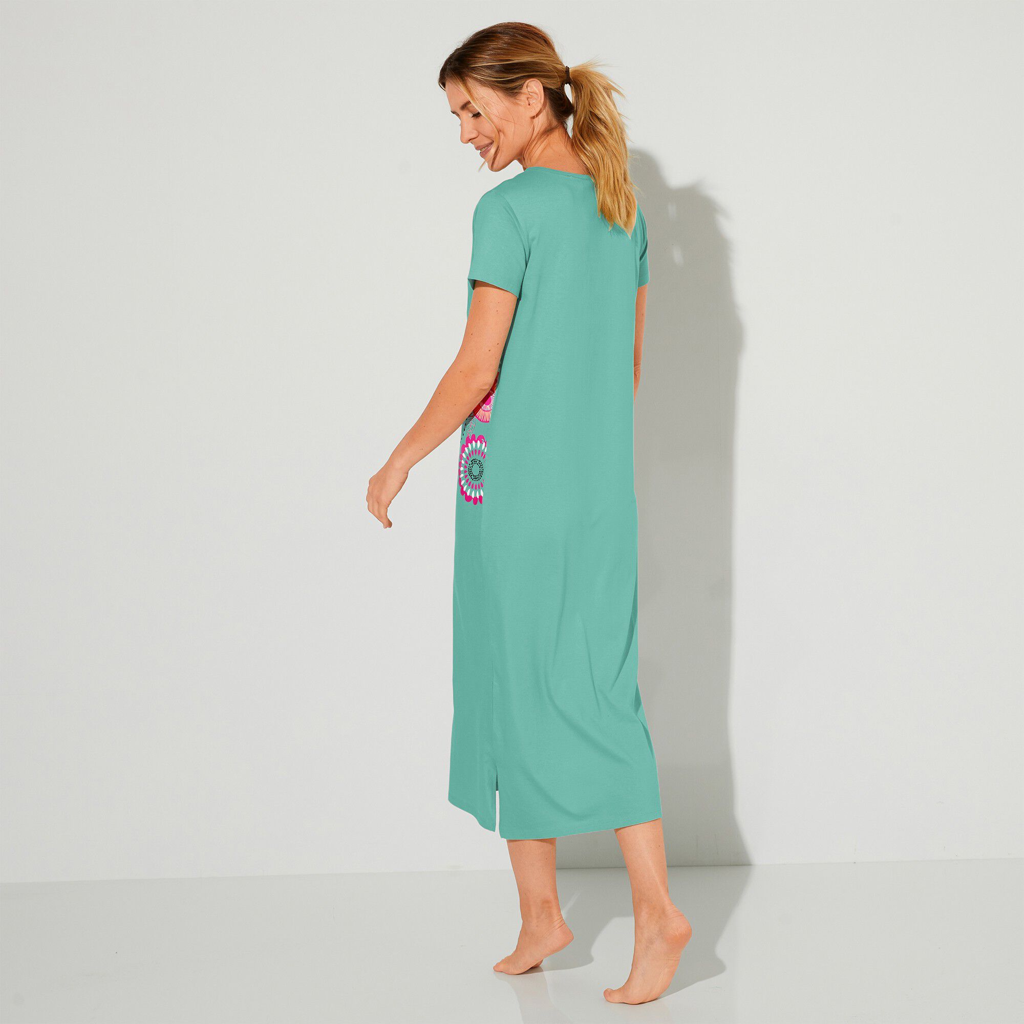 Chemise de nuit longue imprimé rosaces