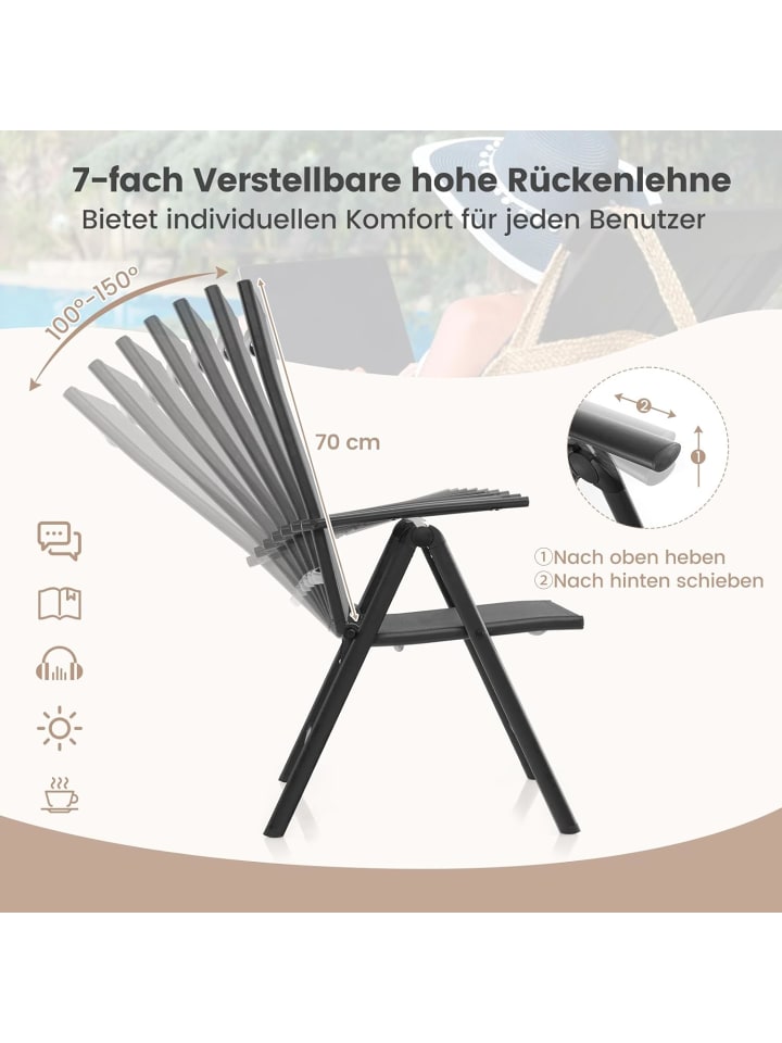 COSTWAY Gartenstuhl Hochlehner in Schwarz günstig kaufen onesize