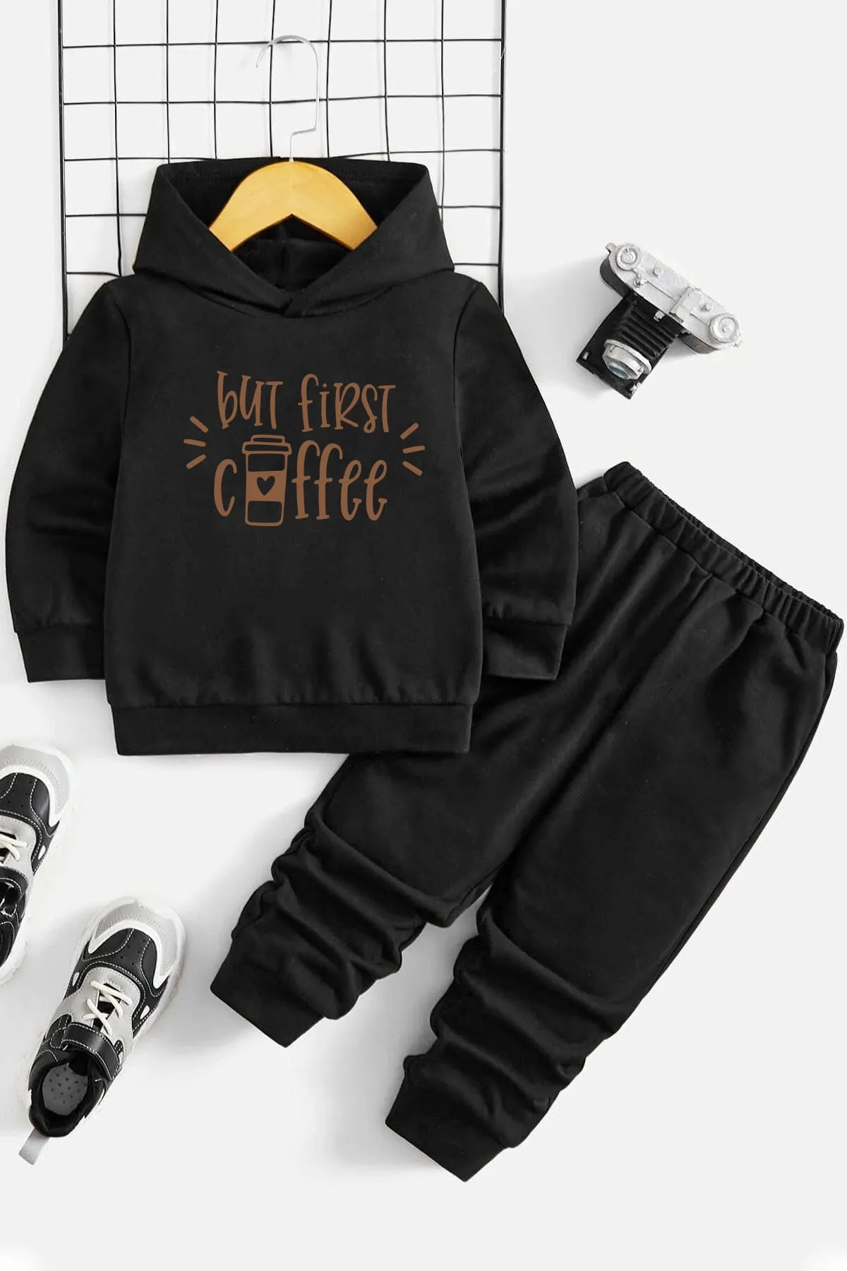 uyguntarz  Kinder-Trainingsanzug-Set mit Kaffee-Aufdruck