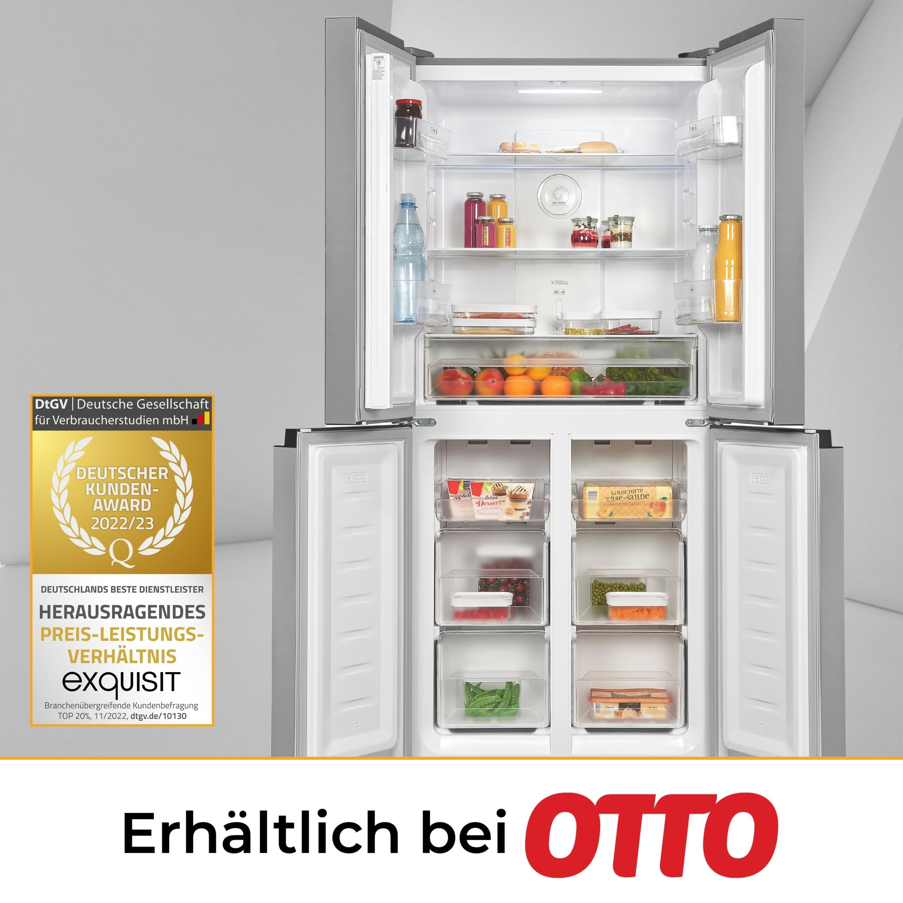 exquisit Side-by-Side MD365-125-040D, 180 cm hoch, 79 cm breit, NoFrost, Inverter Kompressor, Touch-Bedienung