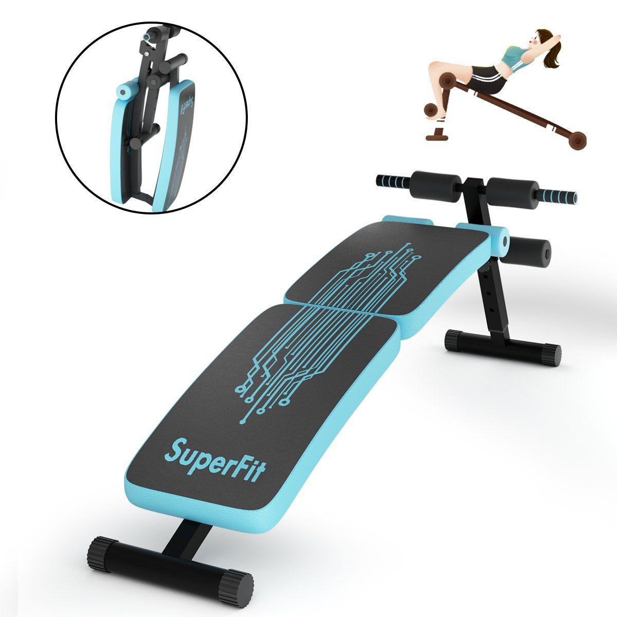 COSTWAY Hantelbank Trainingsbank, klappbar, 4 verstellbar-Stufe