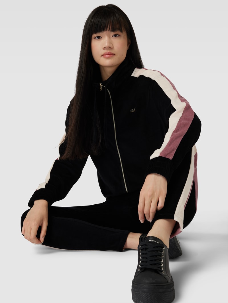 Sweatjacke mit Label-Detail Modell 'TRAIN' in schwarz
