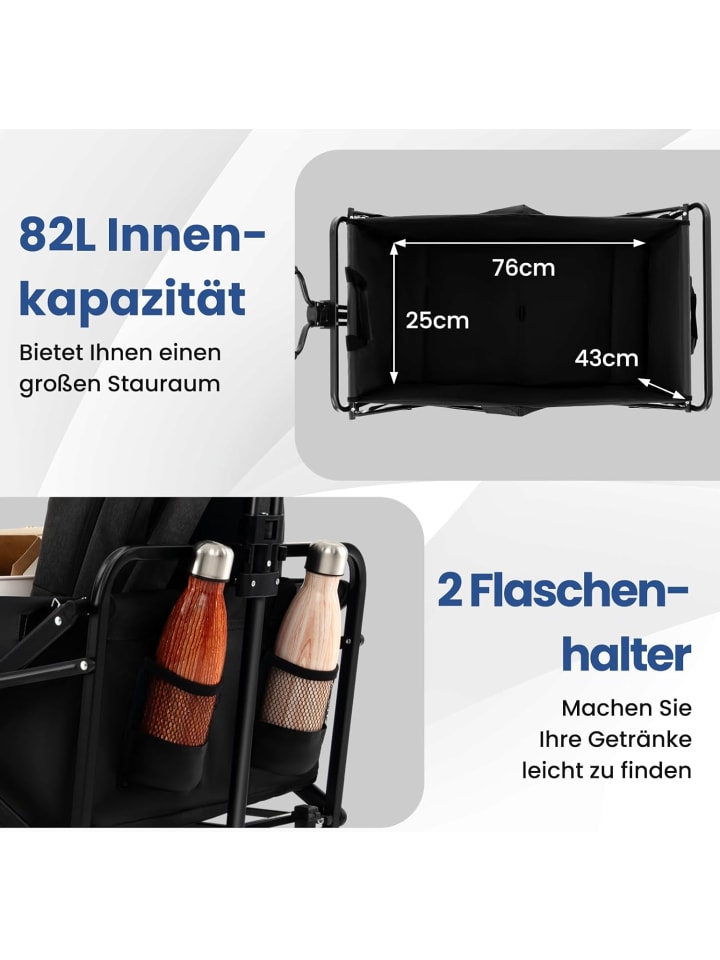 COSTWAY Bollerwagen faltbar in Schwarz günstig kaufen onesize
