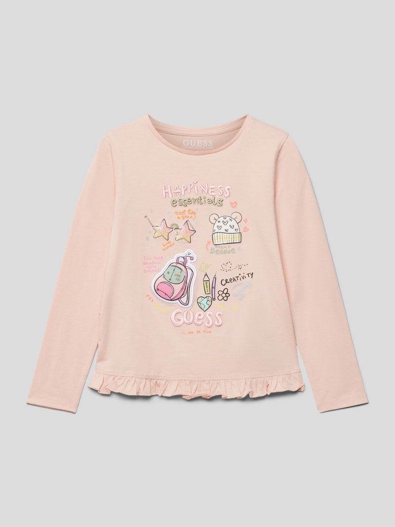 Longsleeve mit Label-Stitching in hellrosa