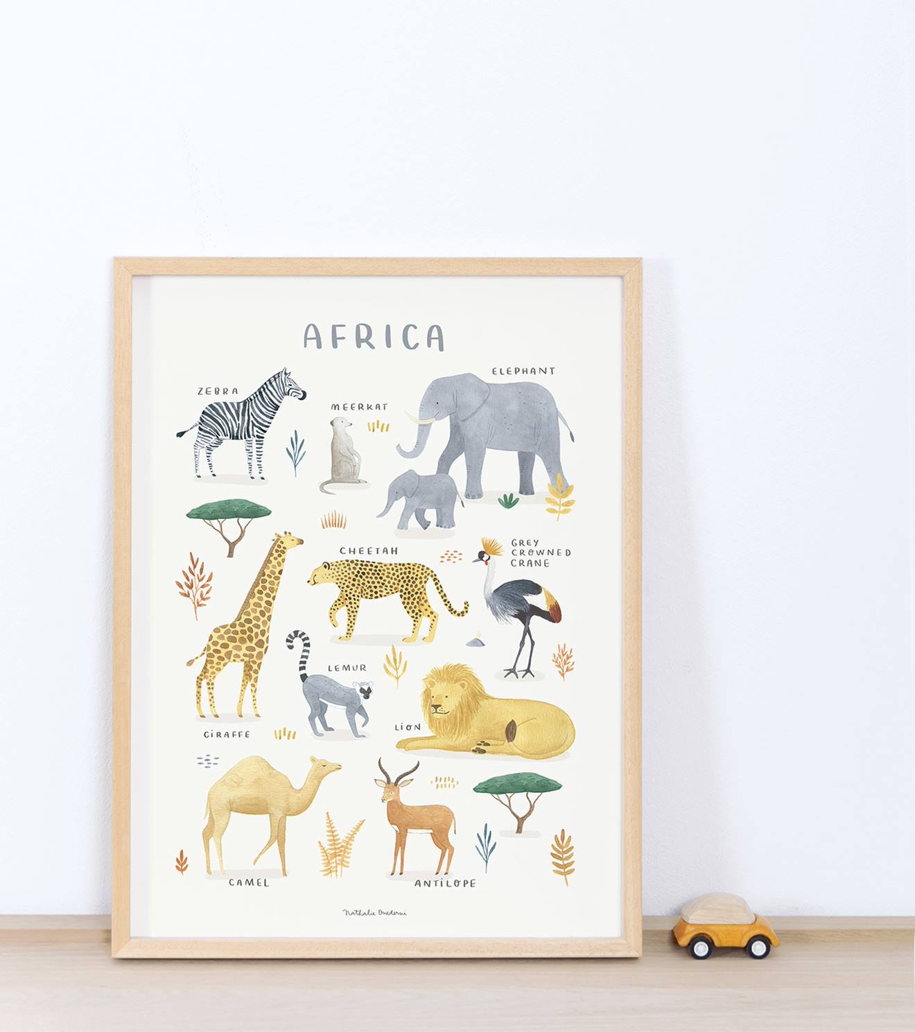 Affiche Animaux d'Afrique Lilydale LILIPINSO jaune pâle