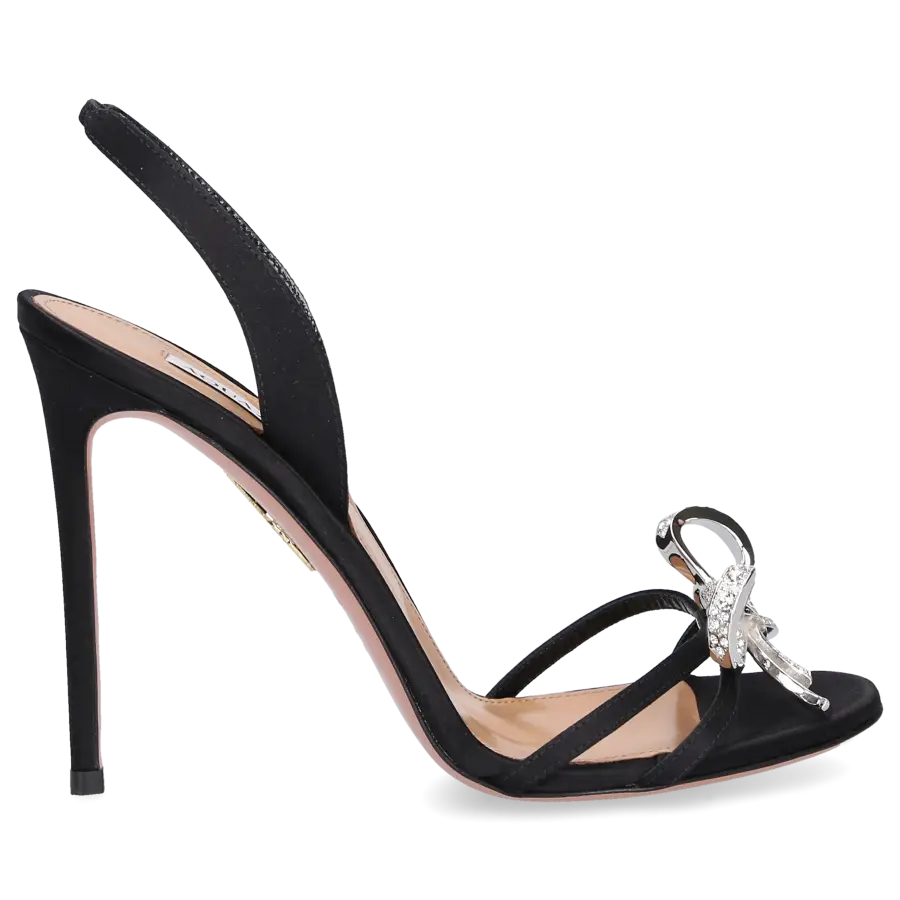 Aquazzura - Riemchensandalen BABE SANDAL 105 Satin - schwarz