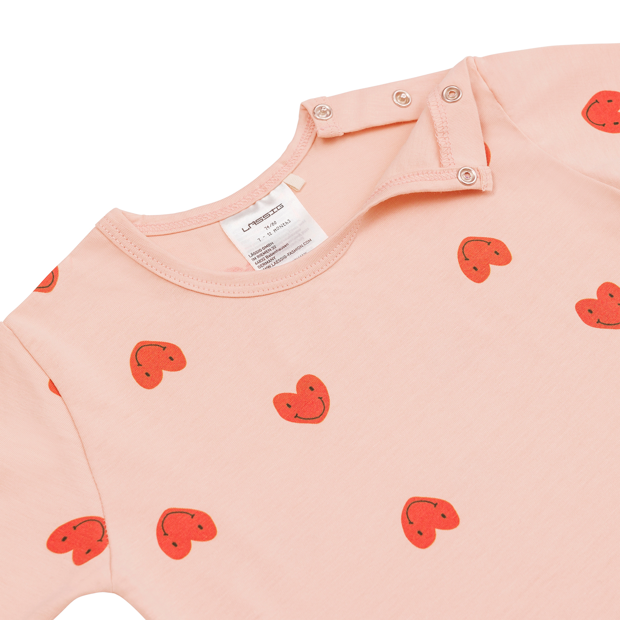 Kinder Pyjama lang - Bio Baumwolle, Herzen Rosa