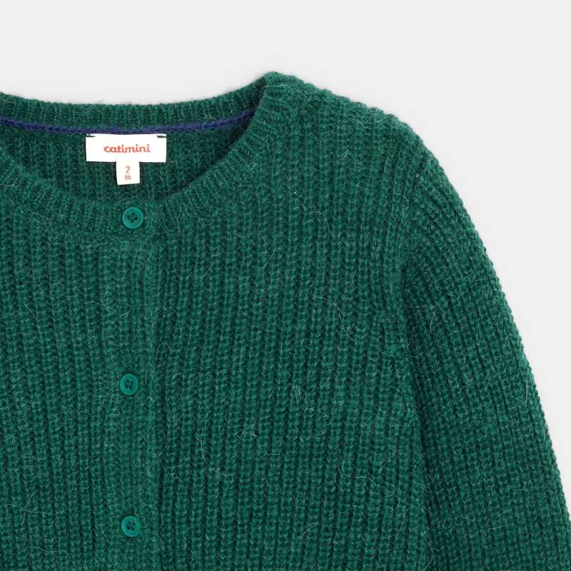Gilet bébé fille maille tricot vert anglais Catimini