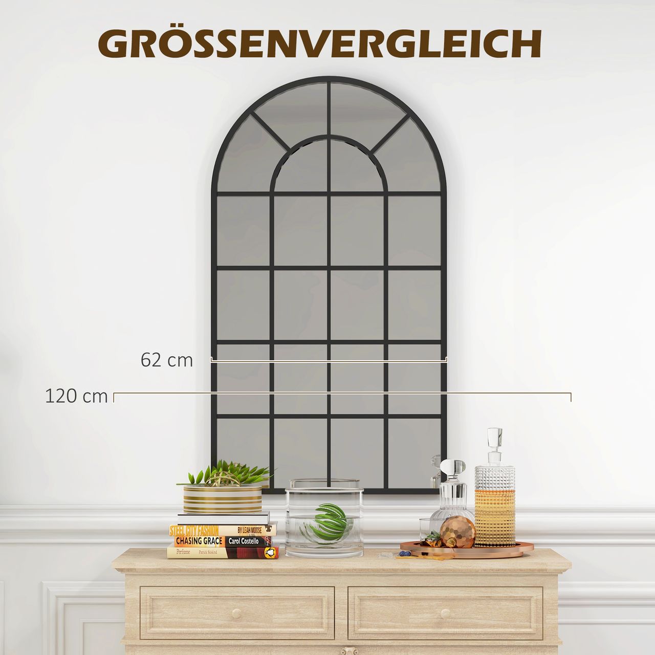 HOMCOM Wandspiegel Garderobenspiegel 110 x 62cm Flurspiegel mit Metallrahmen