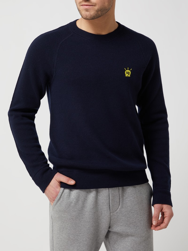 Pullover aus Merinowolle in marineblau