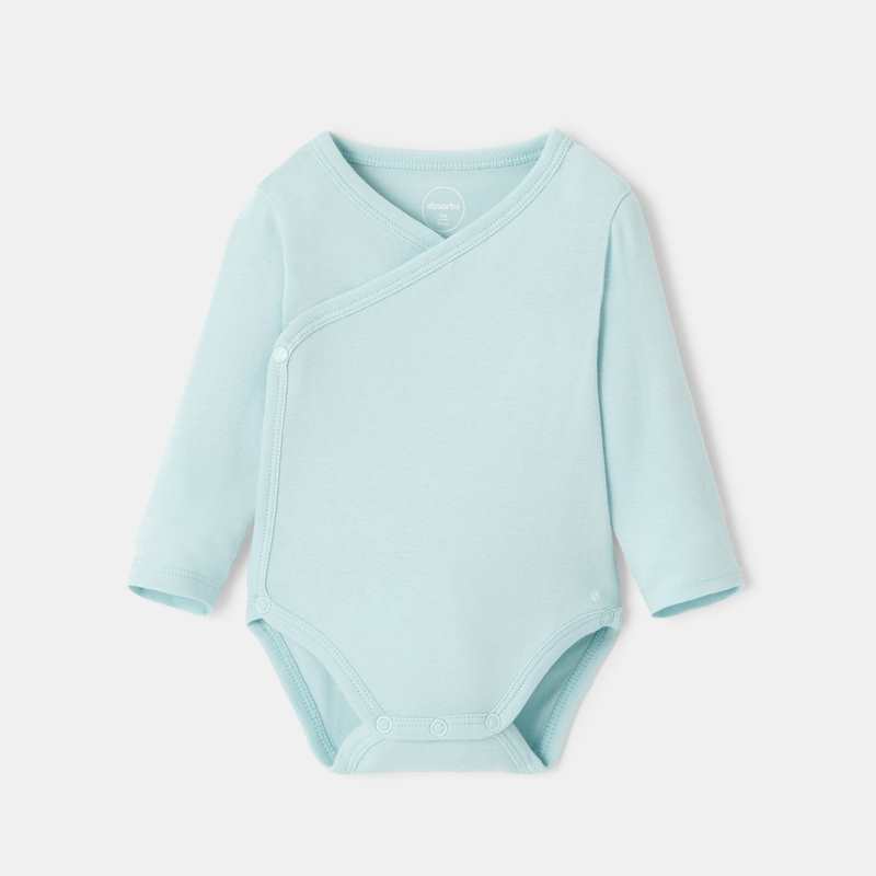 Lot de 3 bodies croisés manches longues en coton bleu naissance Absorba