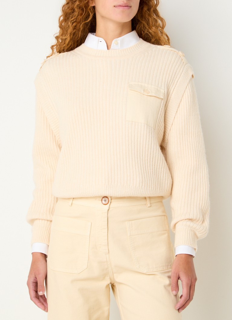 Maglione a coste Sessùn Honorius in misto lana con taschino sul petto.