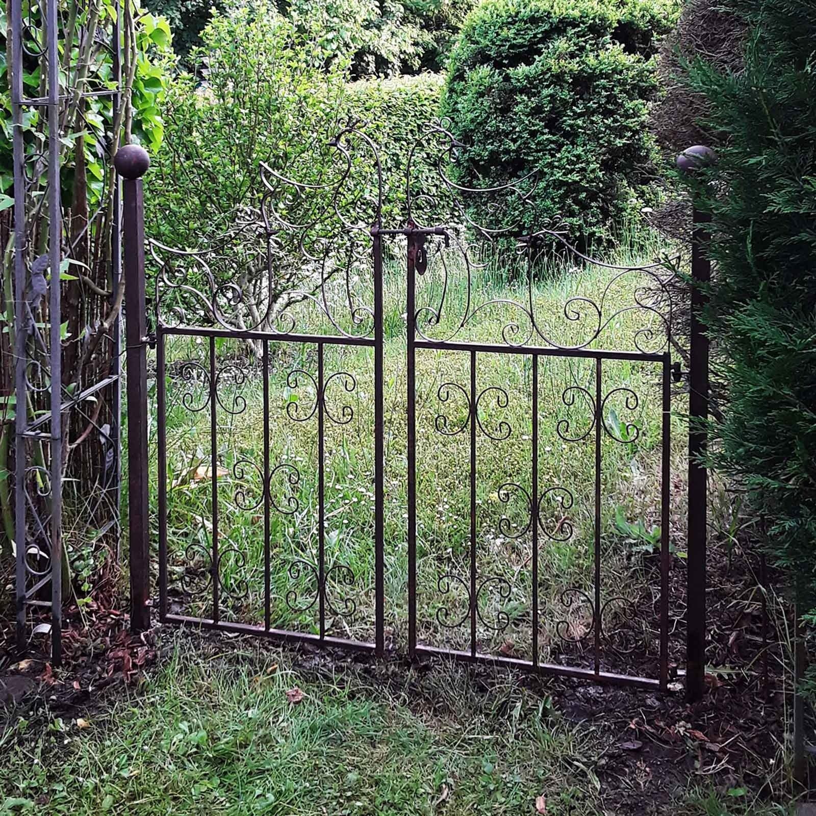 Aubaho Gartentor Dekoration Gartentür Gartentor Hühner Metall antik Stil Garten Tor