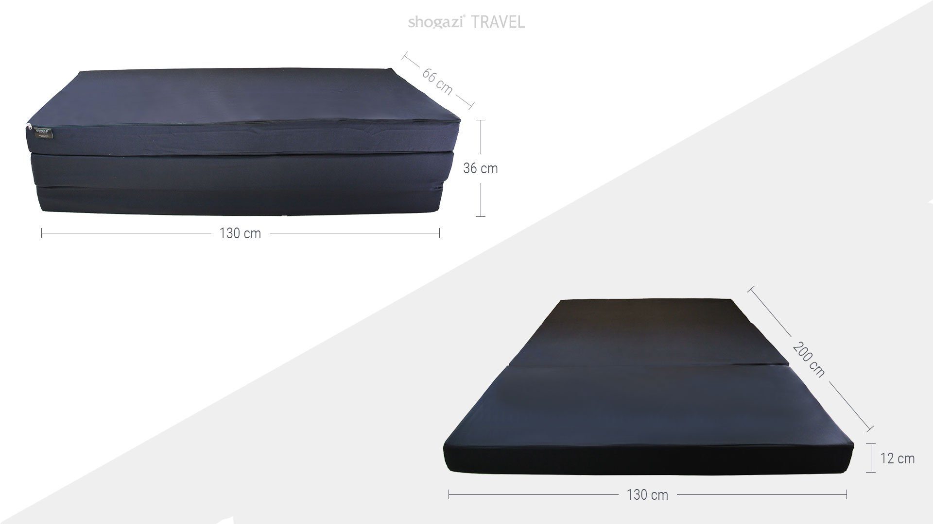 Klappmatratze Luxus Gästematratze 130 cm Breit, shogazi ®, 12 cm hoch, 3-teilige mit abnehmbarem Bezug - MADE IN GERMANY