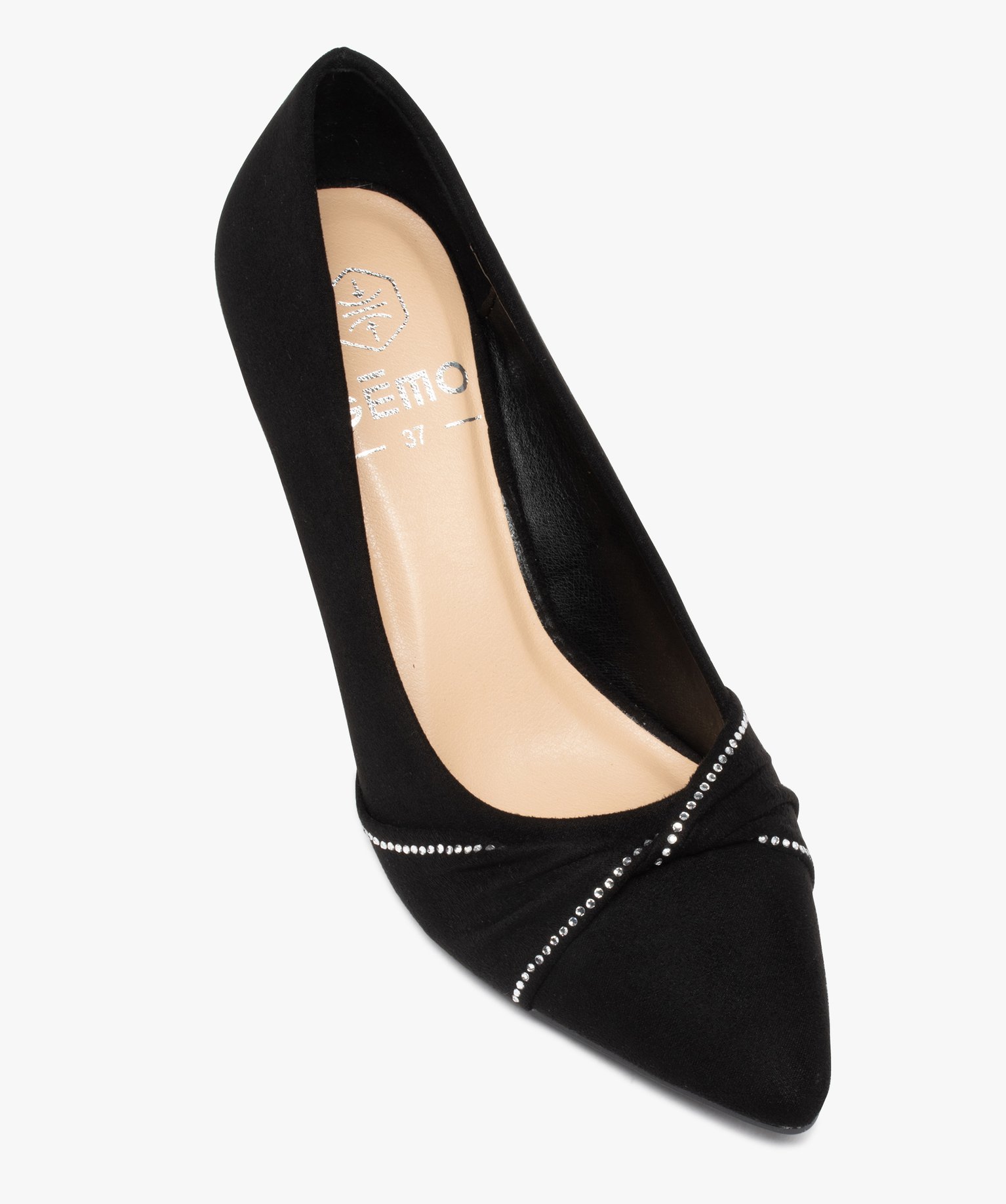Escarpin femme avec strass sur le dessus noir | GEMO