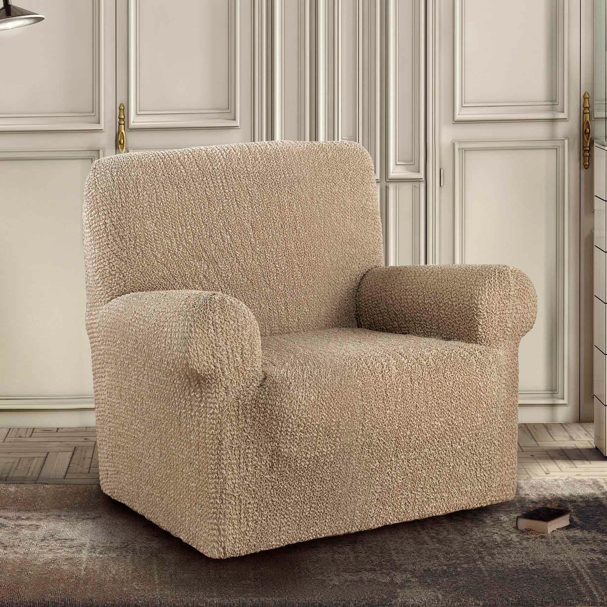 Housse bi-extensible imprimée gaufrée pour fauteuil et canapé