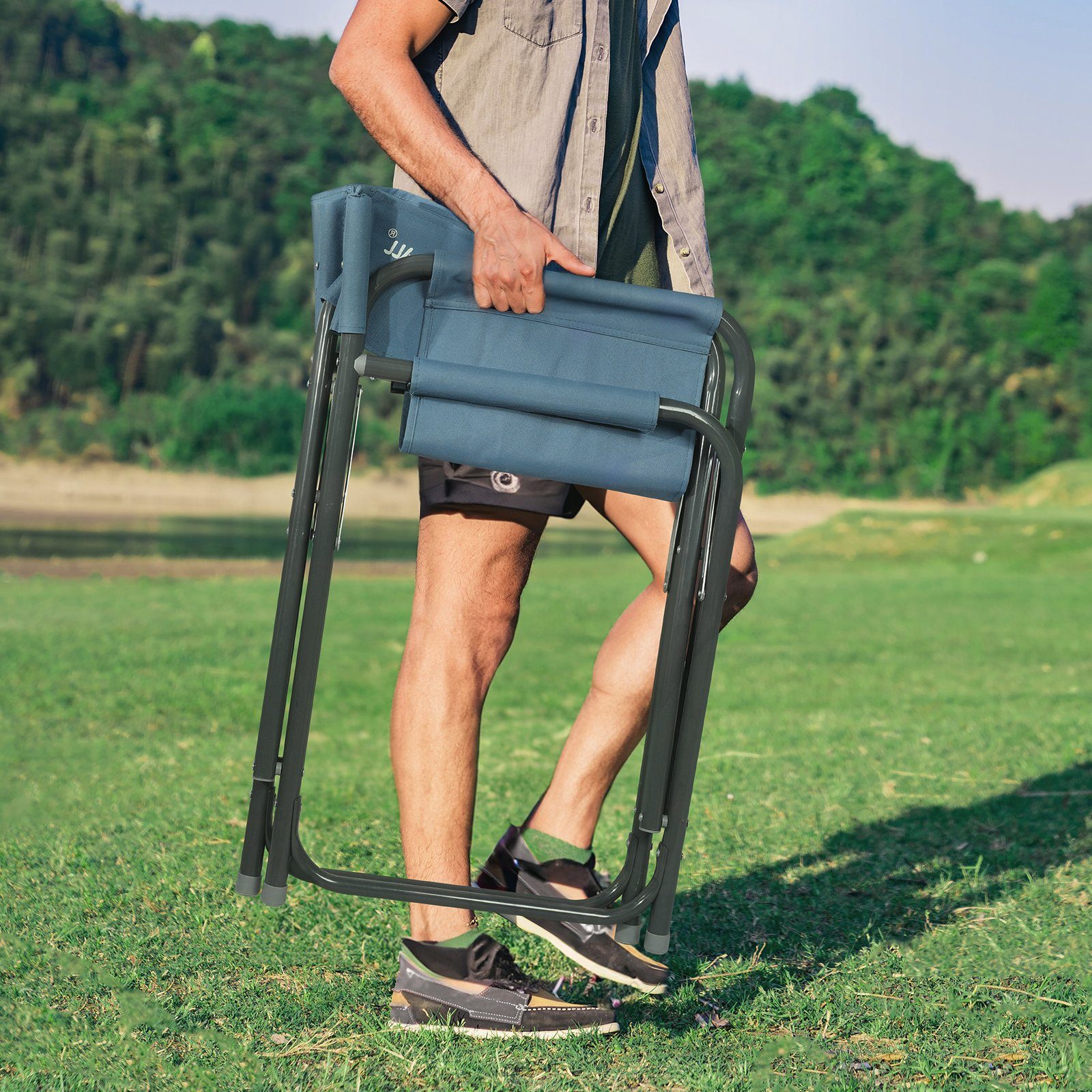 HOMECALL Regiestuhl Faltbar Campingstuhl Gartenstuhl Klappbare, Stahl, bis 120kg, strapazierfähiges 600D Oxford-Gewebe
