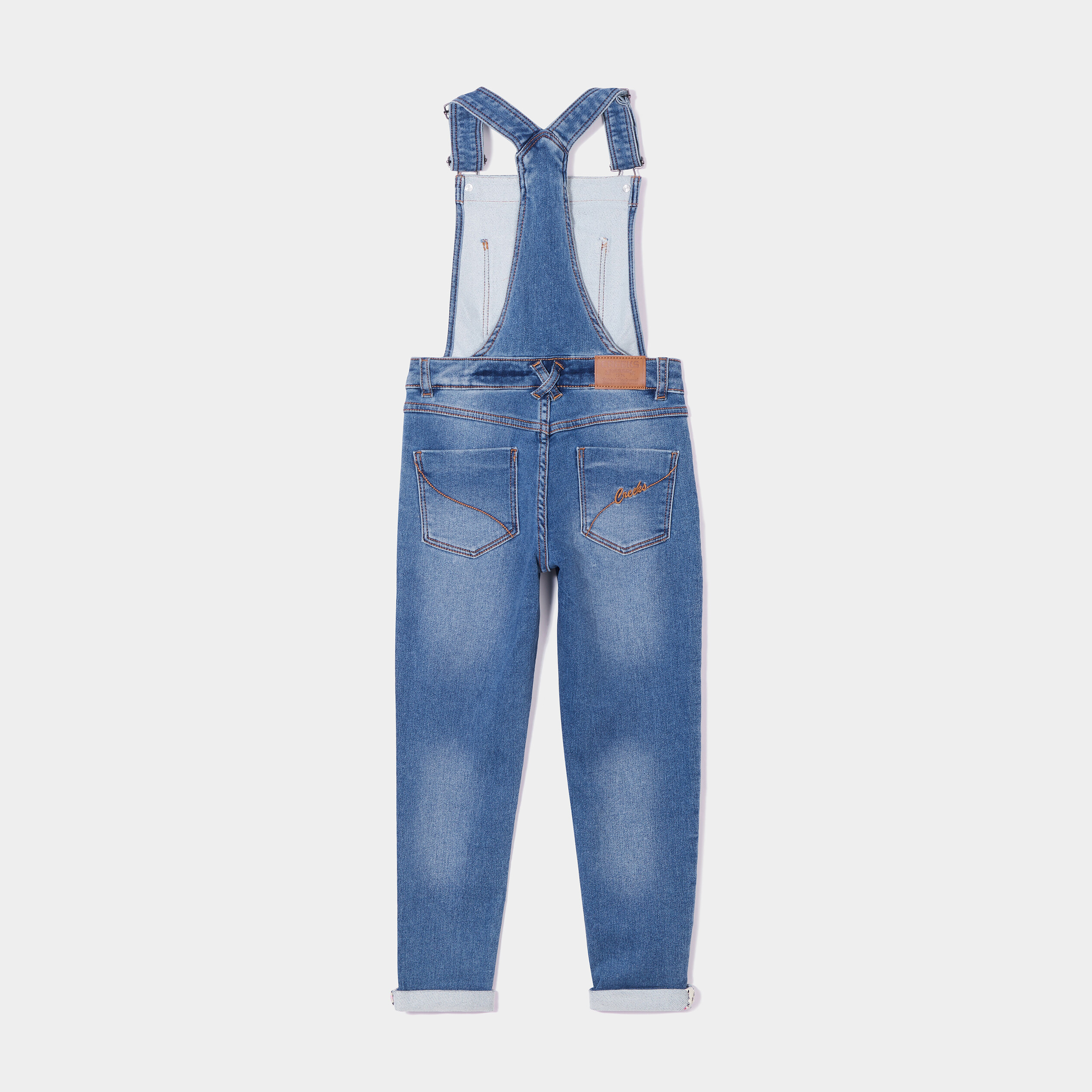 Salopette pantalon en jean Creeks denim stone fille | La Halle