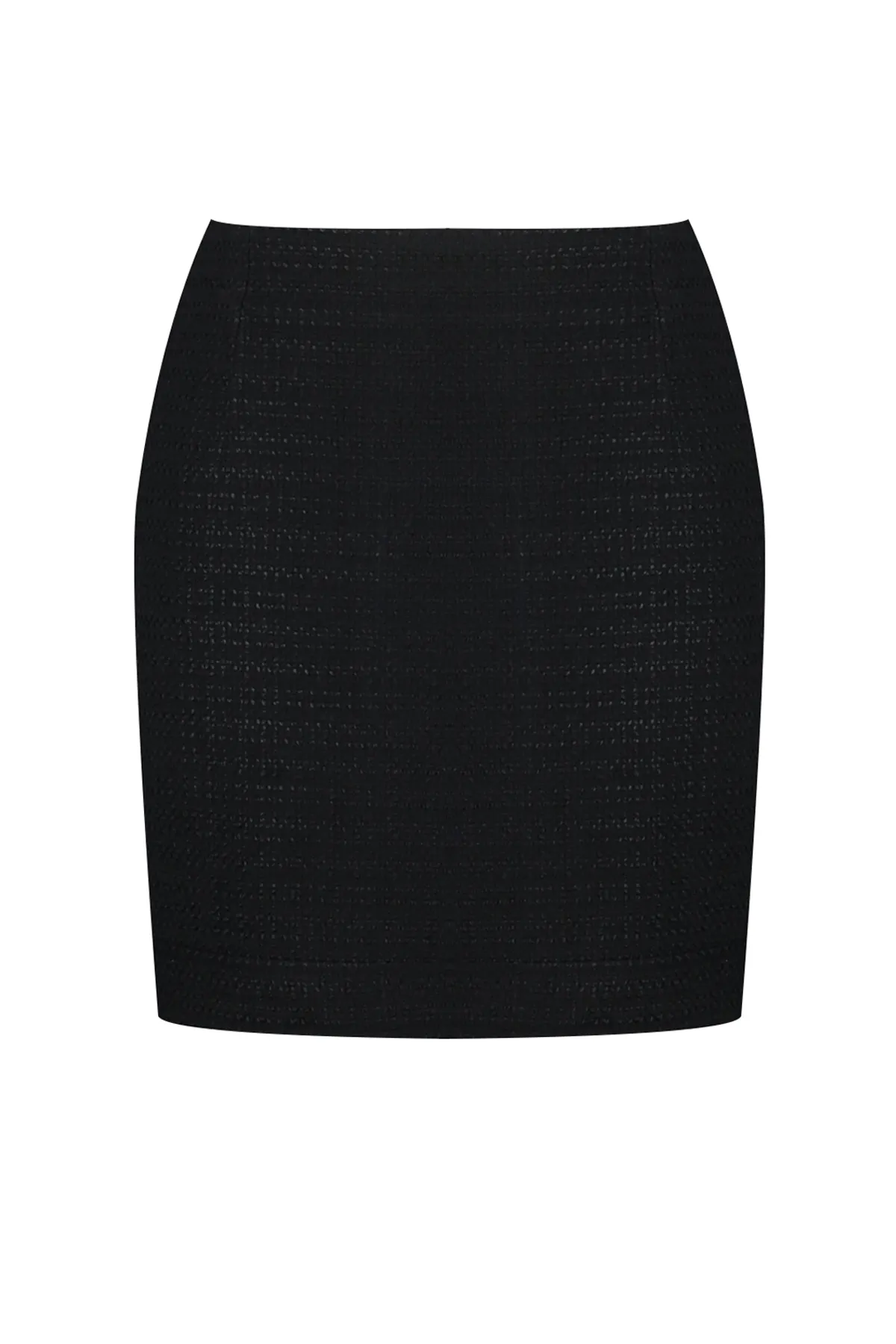 Trendyol Collection  Schwarzer Minirock mit Tweed-Stoff - Gerader Schnitt, Bleistifttyp - TWOAW24ET00273