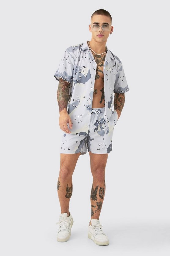Oversize Ripstop Camouflage Hemd & Badehose