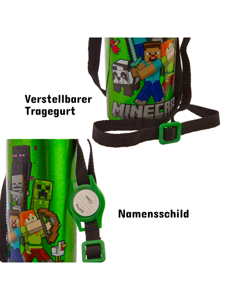 miniHeld Kinder Trinkflasche Minecraft 600ml Tragegurt Aluminium GameCharakter 3 Jahre günstig kaufen onesize