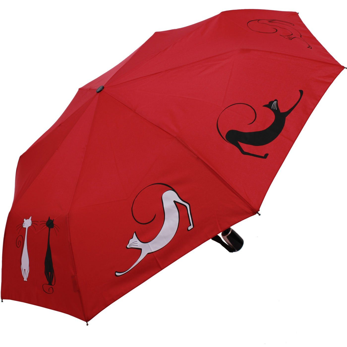 doppler® Taschenregenschirm Damen Auf-Zu Magic Fiber - Cats Best Friends, für Katzen-Liebhaber - elegant, stabil und praktisch