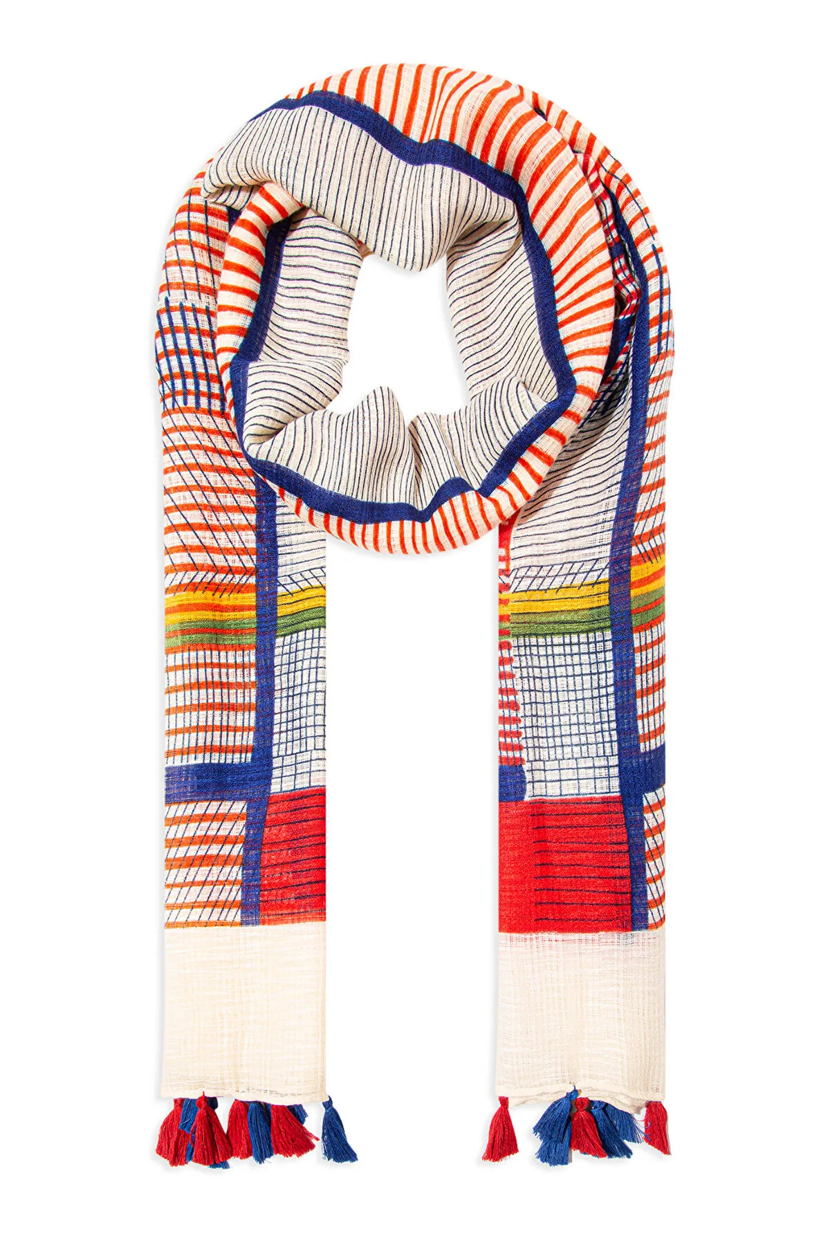 Mavi  Buntes Tuch mit Quasten 198387-33203